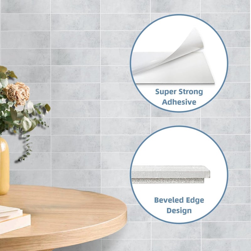 Tilingview 30 PCS Peel and Stick Backsplash Tile for Kitchen/Bathroom/Living Room, 3"x 9" Self-Adhesive Subway Tile for Backsplash, Imitation Glazed Tiles/Handmade Tiles (Glossy Light Gray) - Image 4